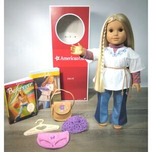 American Girl Doll 18" JULIE IN MEET OUTFIT Purse Hat Book Blonde Brown Eyes BOX